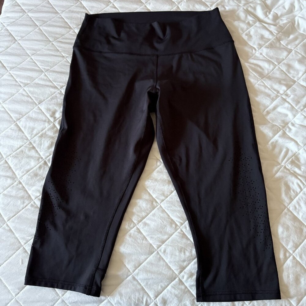 Hyba Cropped‎ Leggings Pants Womens Size XL Black Stretch Yoga Activewear Gym
